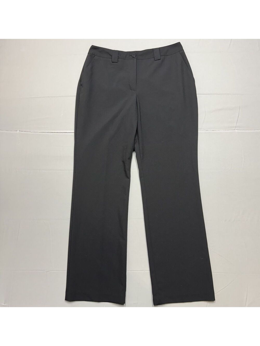 Worthington Womens Straight Leg Dress Pants Poly Blend Size 12 Black Career Work